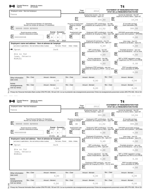 Releve 1 Summary Fillable Form Printable Forms Free Online 3313